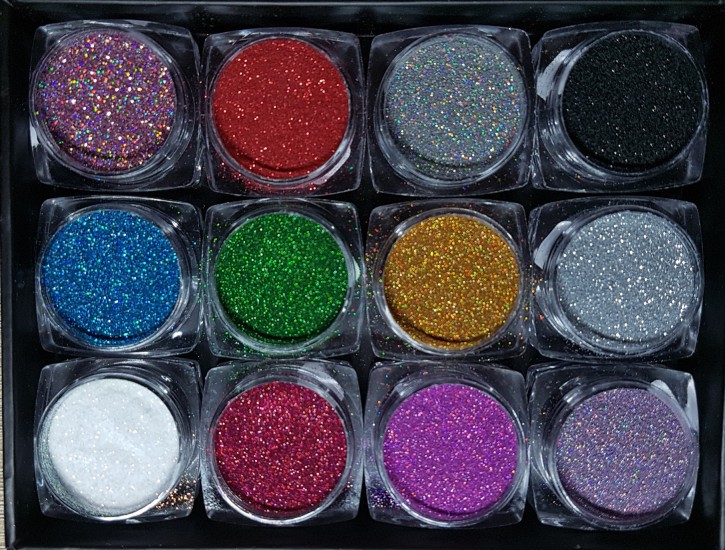 Shiny Stars 12 Farben - superfeines Glitter für Sugar Effekte