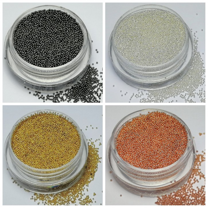Superfeine Metallkügelchen für Nail Art - 4er Set!
